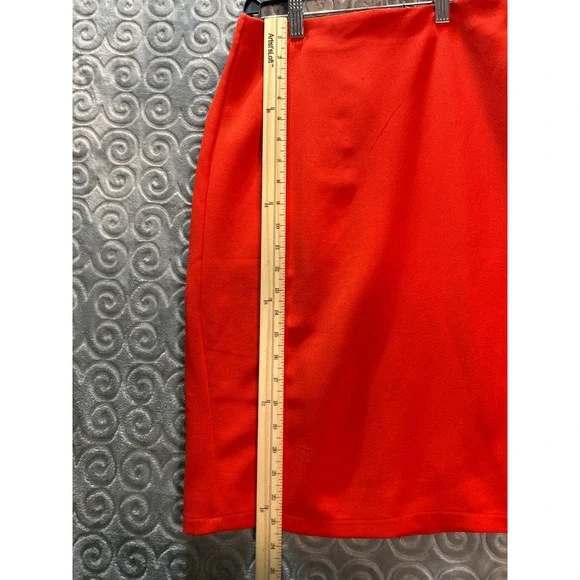 Bright Orange Pencil Skirt with Side Slit Business Casual Office Wear Size S - Picture 3 of 8